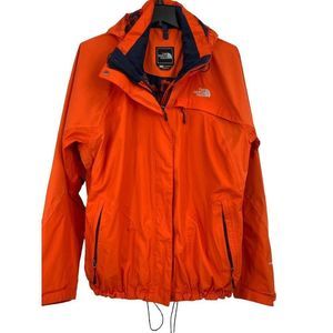 Womens North Face XL Hyvent Spicy Orange Hoodie Storm Jacket 1870 EUC $200